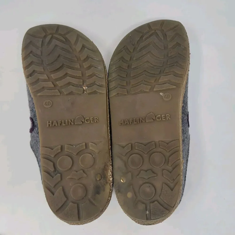 Haflinger Clogs EU40 US9 Gray Wool Felt Swing Swirls Geometric Slippers Slip On - Picture 8 of 11